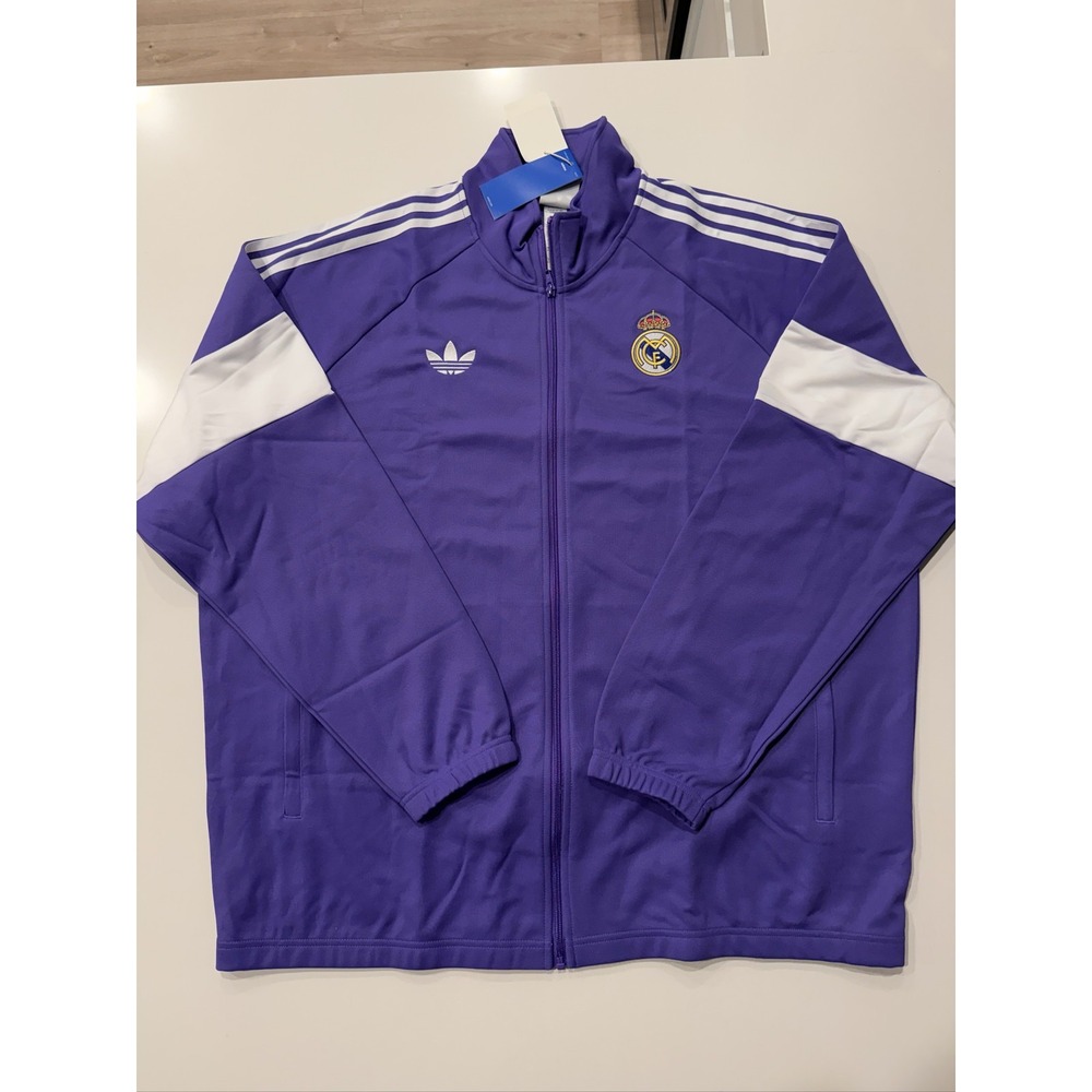 Adidas Real Madrid Lifestyler Track Jacket Men's 2XL Purple White KC7790 Soccer